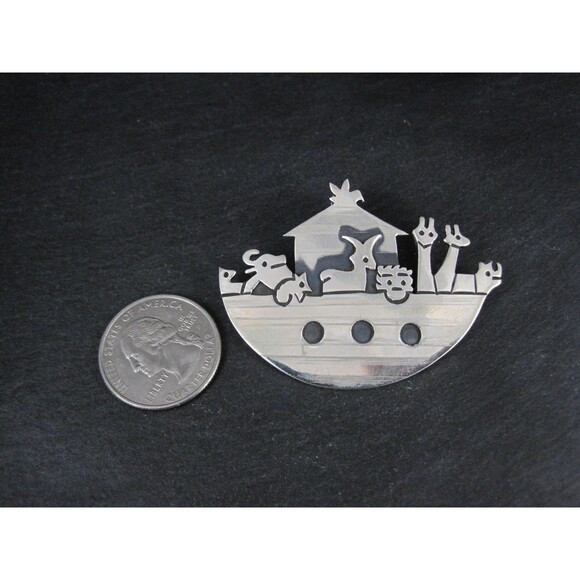 Vintage Noahs Ark Brooch Pendant Mexican Sterling Silver - Picture 3 of 10